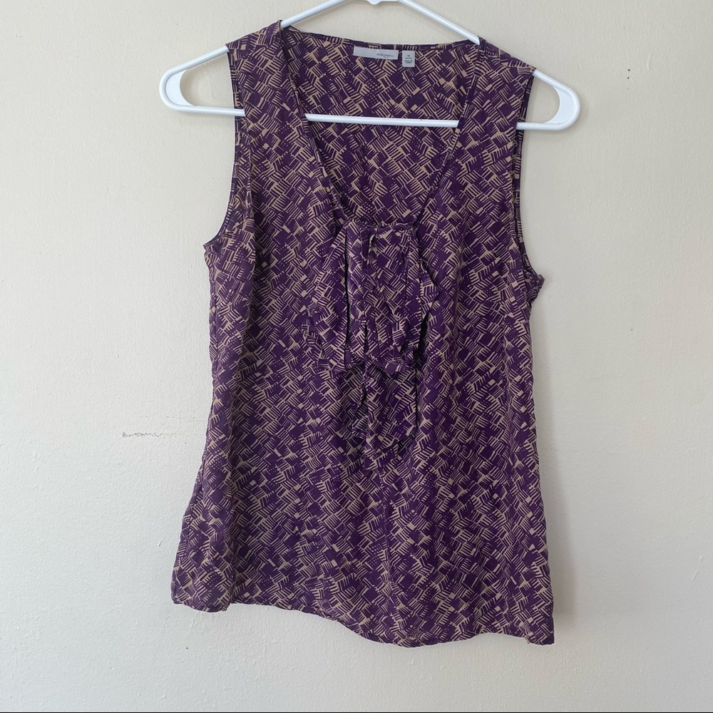 Halogen Tank Abstract Bow Ruffle Purple Tan Medium